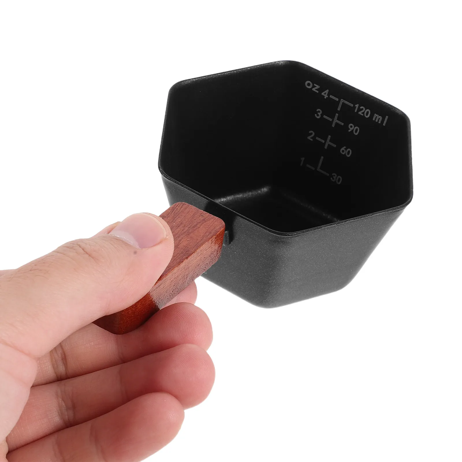 4Oz Stainless Steel Espresso Dosing Measuring Cup Wood Handle Coffee Extraction Cup Metal Coffee Bean Weighing Mug Espresso