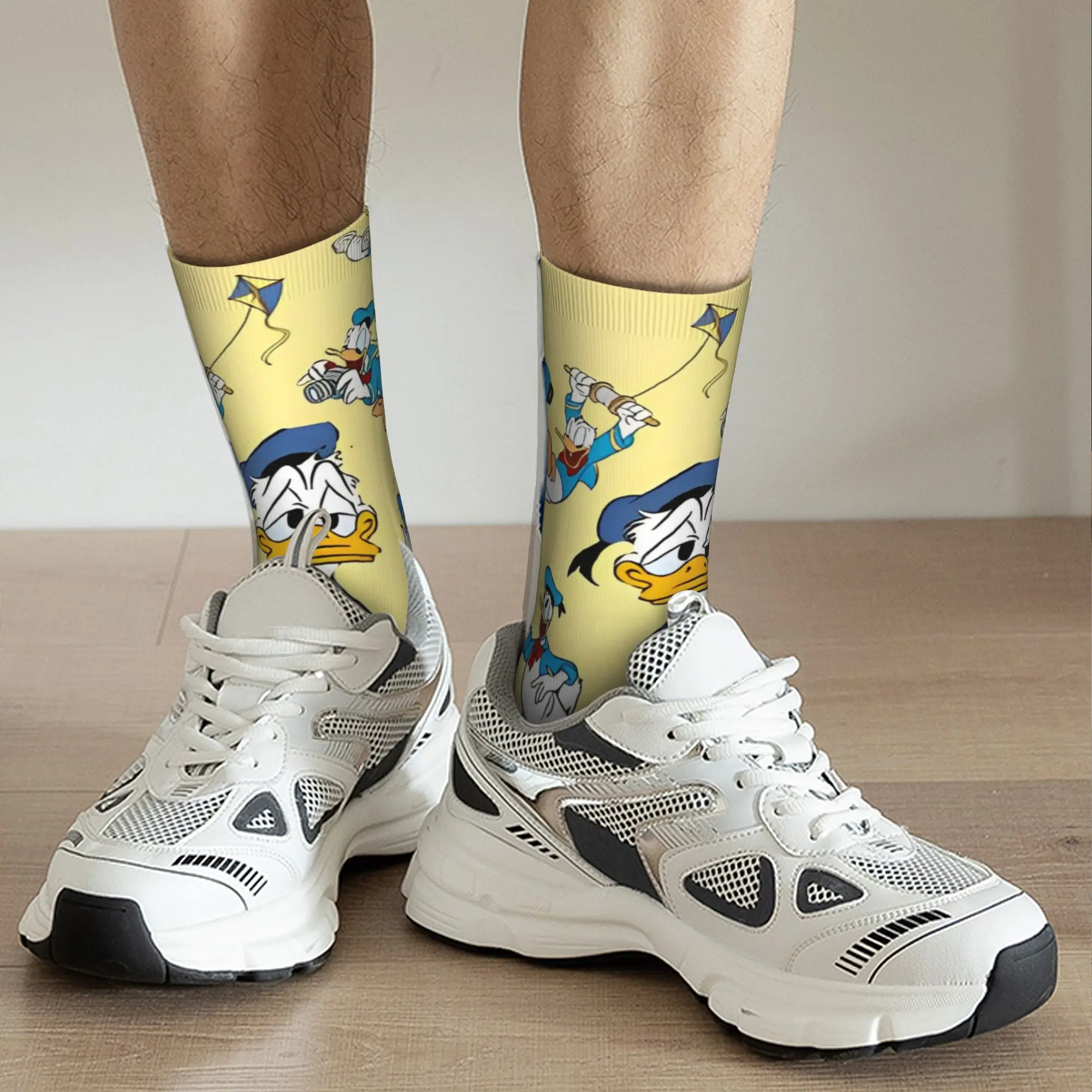 Cartoon Anime Figures Donald Duck Socks Men Women Polyester Fashion  Socks Crazy Spring Summer Autumn Winter Middle Tube Sock