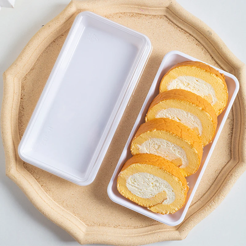 

50Pack Roll Cake Box Sandwich Plastic Container Swiss Roll Muffin Cheese with Clear Lid For Pastry Dessert Food Storage Holder