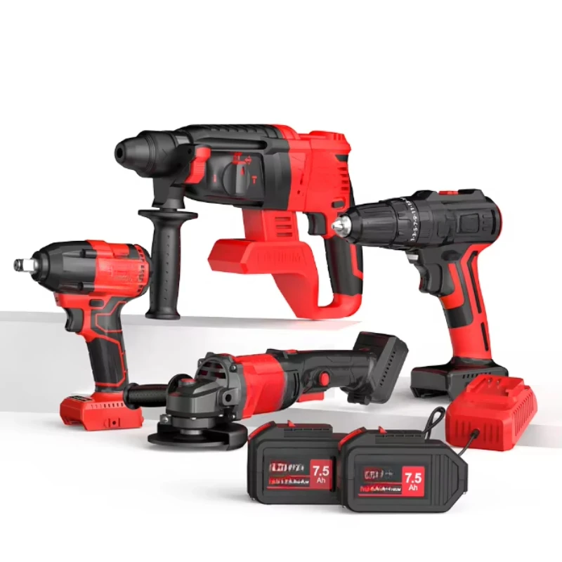 

YYHC- New Power Tools 4pcs Cordless Drill Household Power Tools Set Brushless Electric Power Tool Set
