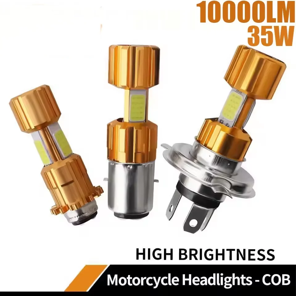 35W 10000LM H6 BA2D H4 P15F COB LED Motorbike Headlamp Fog Light 6000K White Lights