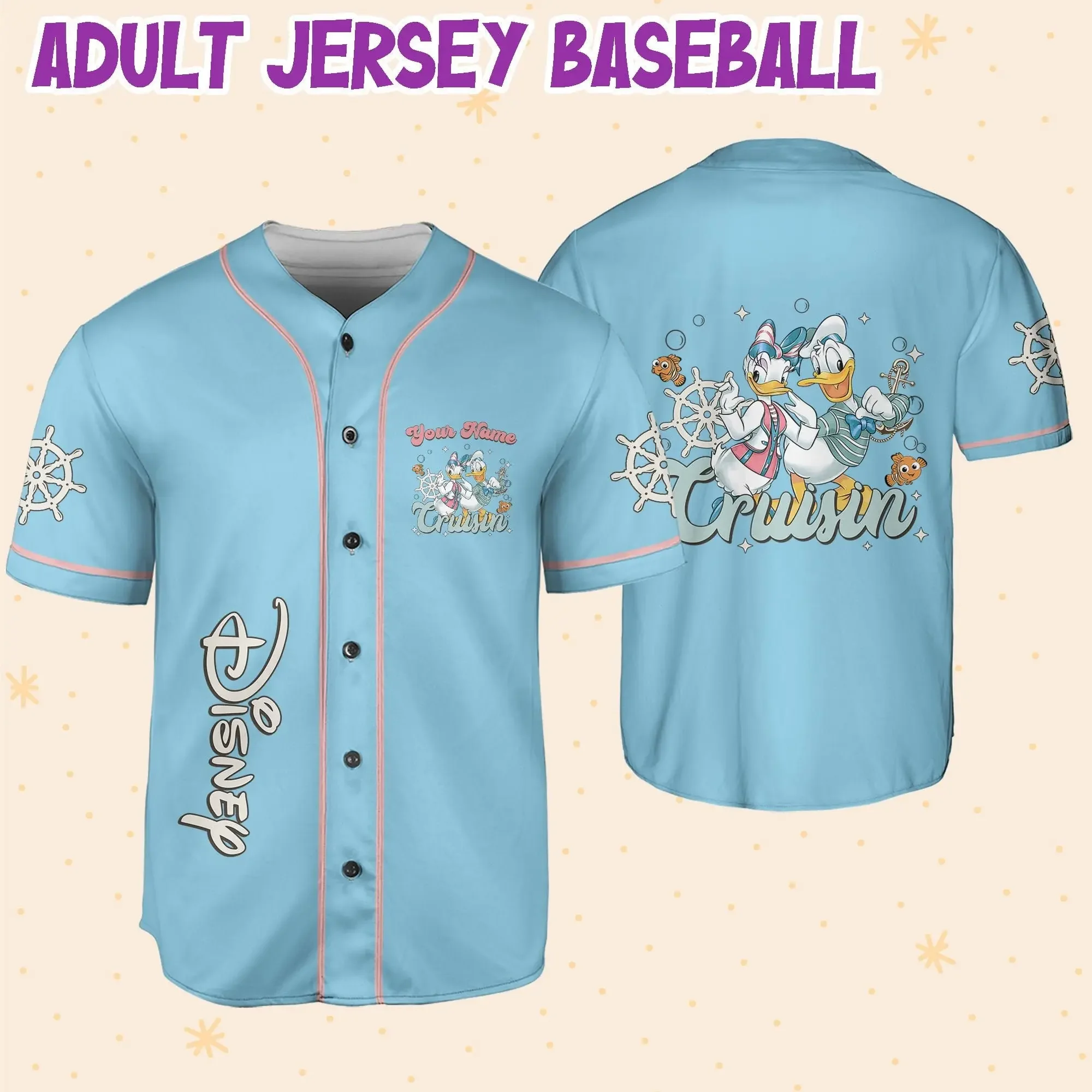 

Summer Casual Sportswear Personalized Donald Baseball Jersey Disney Baseball Uniform Print Fashion Street Tops for Men Women Top