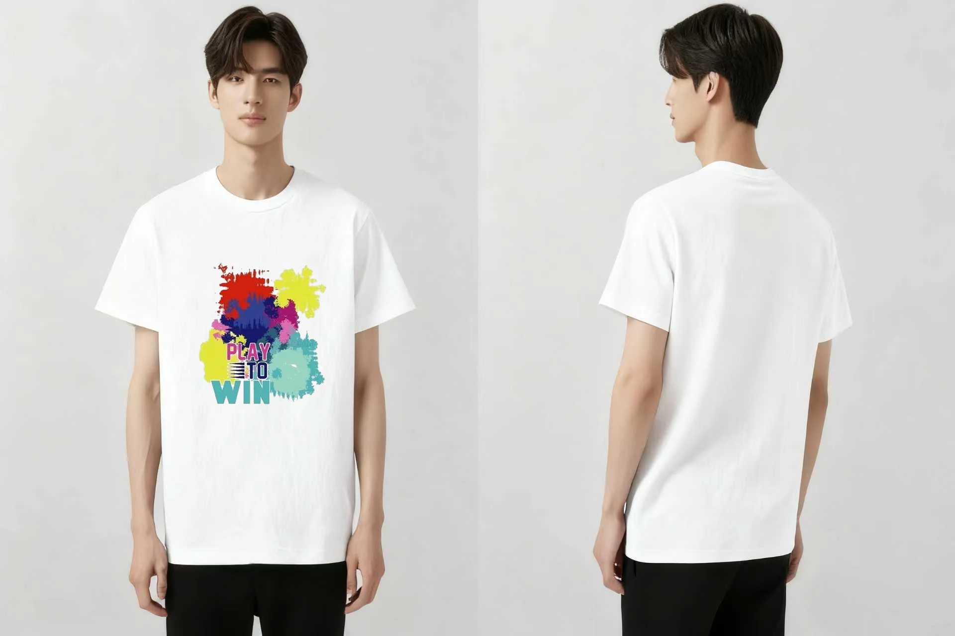 

2025 New trendy and simple graffiti color printed T shirt Y2k short sleeved retro T shirt comfortable and fashionable