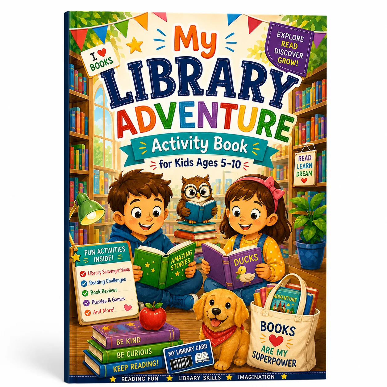 My Library Adventure Kids Activity Book, Reading & Library Skills Workbook for Ages 5‑10