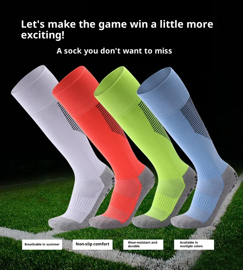 

Kids Long Football Socks Thermal Sports Socks Towel Bottom with Non-Slip Grip Sweat Absorbent Breathable for Outdoor Soccer