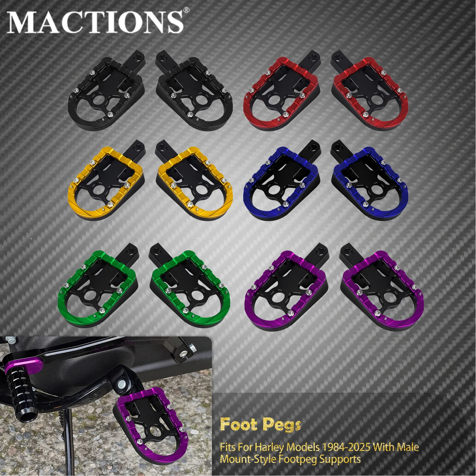 

Motorcycle Footpegs Rear Passenger Footrest Pedal For Harley Sportster XL 883 1200 Touring Softail Dyna Electra Glide Low Rider