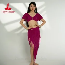 Conjunto de traje de danza del vientre para mujer, Top Sexy + falda individual de tambor sexy, ropa de danza del vientre Oriental, traje de danza del vientre, 2 uds.