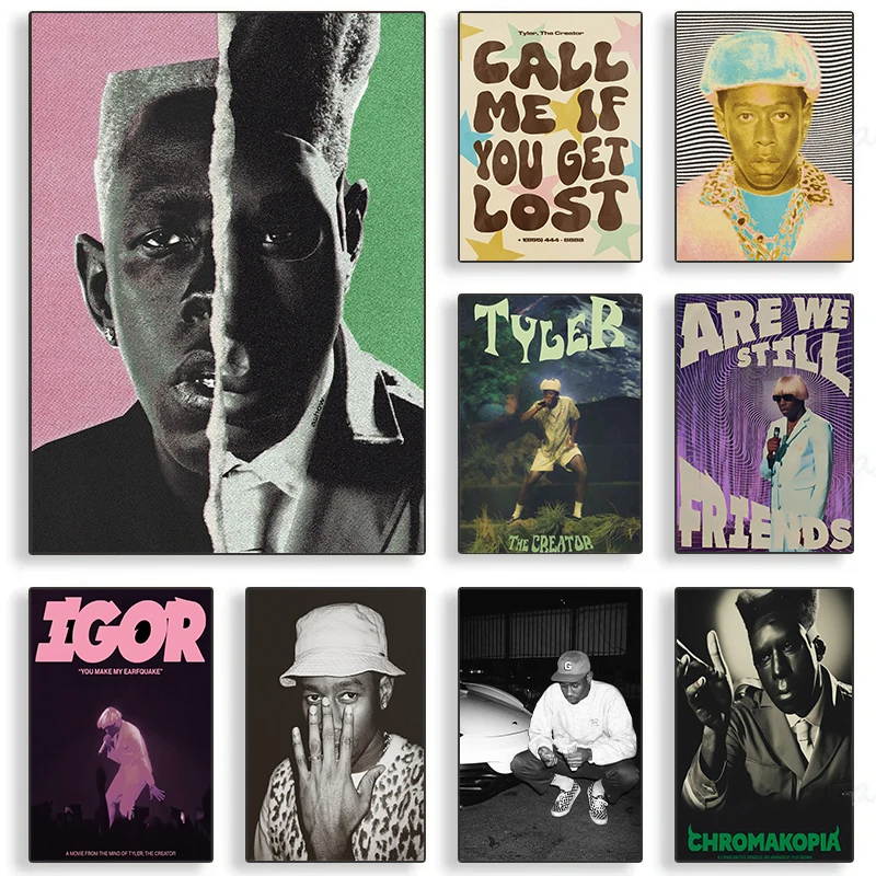 مغني الراب T-Tyler C-CCreator Chromakopia ألبوم الملصقات يطبع قماش الطباعة الرجعية جدار صورة فنية لغرفة المعيشة ديكور المنزل