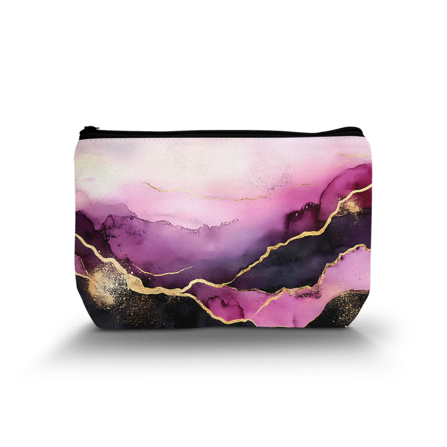 1Pc Cute Makeup Bag Funny Cosmetic Bags For Women Zipper Travel Portable Pouch Wine Marble Makeup Bags