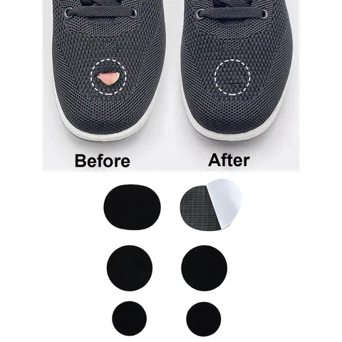 스포츠 신발에 대 한 6pcs 블랙 수리 패치 Vamp 자기 접착 패치 신발 구멍 패치 빨