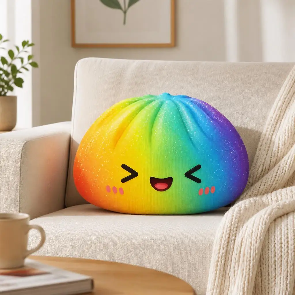 Squishy Dumpling Throw Pillow Cute Kawaii Stuffed Cushion Irregular Shaped Decorative Pillow for Sofa Living Room Home Decor