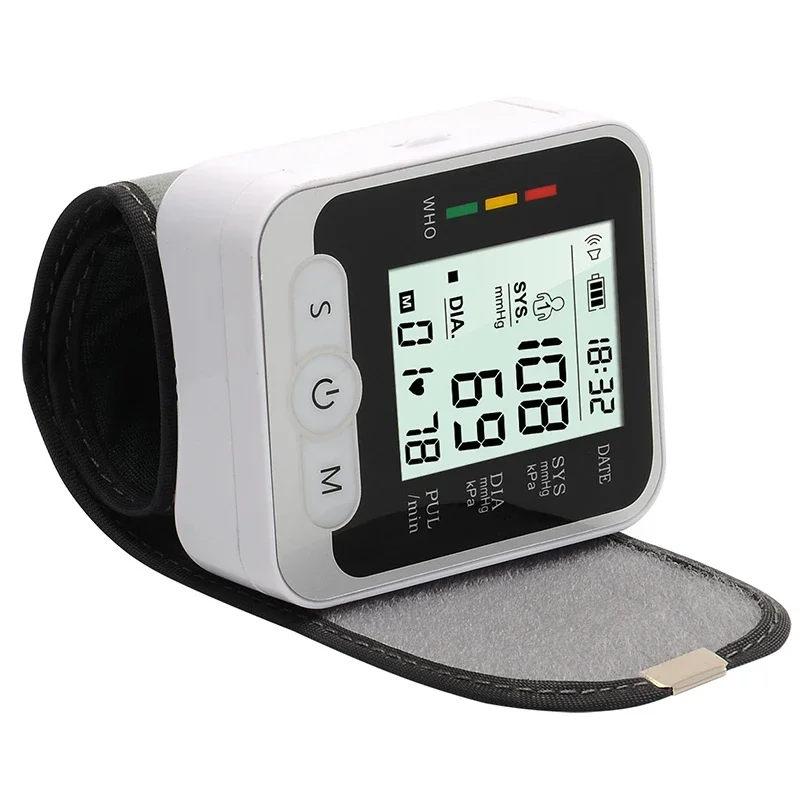 Medical Digital LCD Display Wrist Blood Pressure Monitor Pulse Heart Rate Monitor Tonometer Portable Automatic Sphygmomanometer