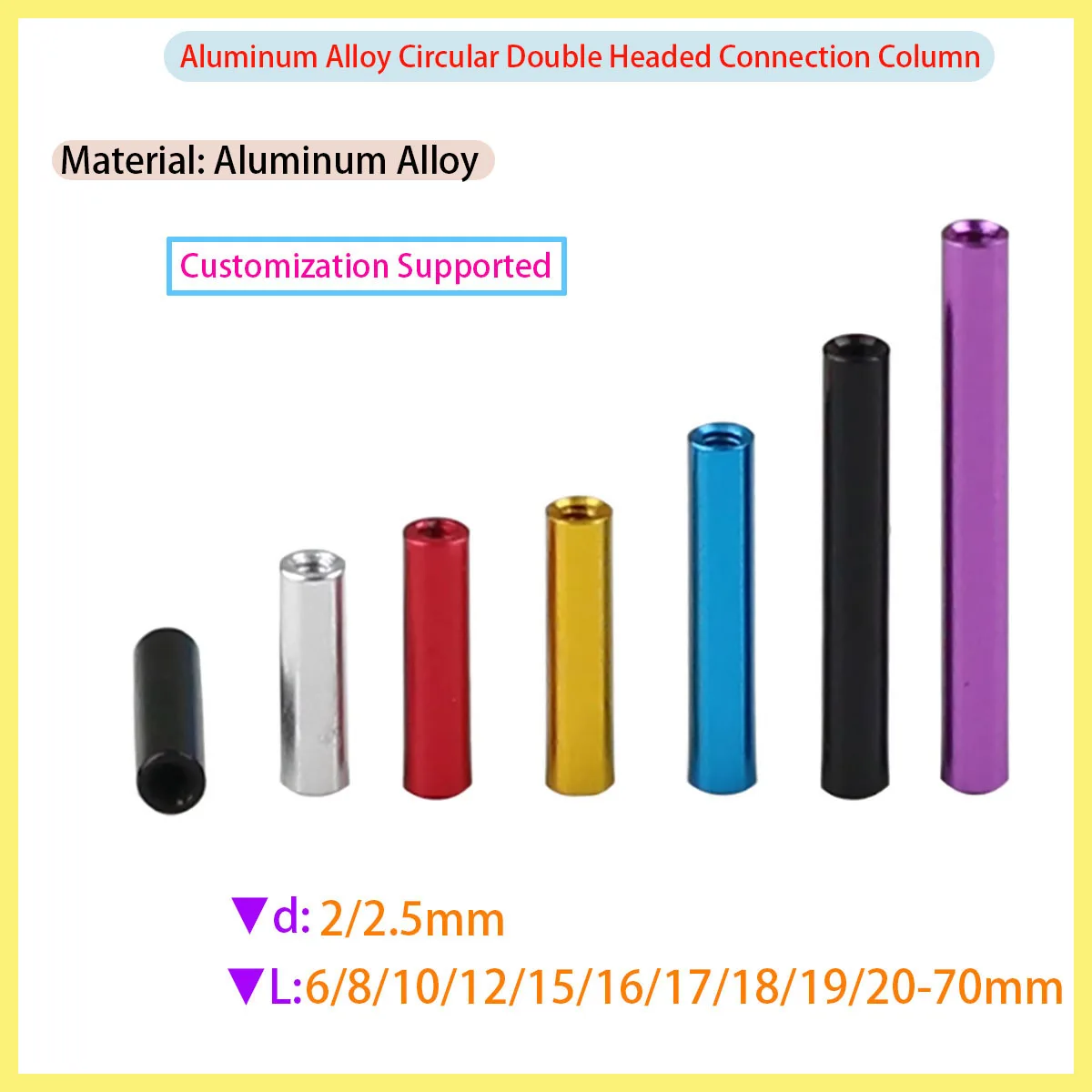

Colorful Aluminum Circular Support Gasket, Threaded Sleeve Rod Bolt, Anodized Drone Accessory Nut 10 Pieces M2 M2.5