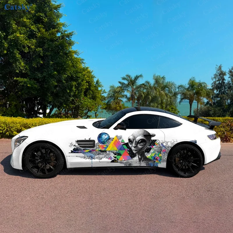 

Alien Splash Geometry Car Side Sticker Decoration, PVC Waterproof Scratch Resistant Decal, Car Protection, Auto Accessories Gift