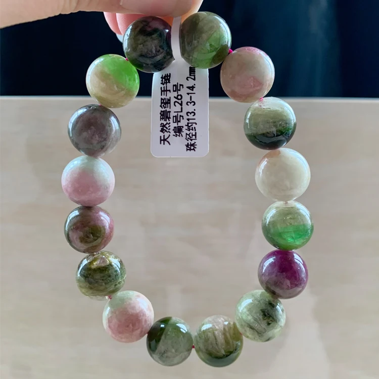 

Natural Old Mine Watermelon Double Color Tourmaline Candy Bracelet Brazil One Thing Picture Rainbow Female Accessories