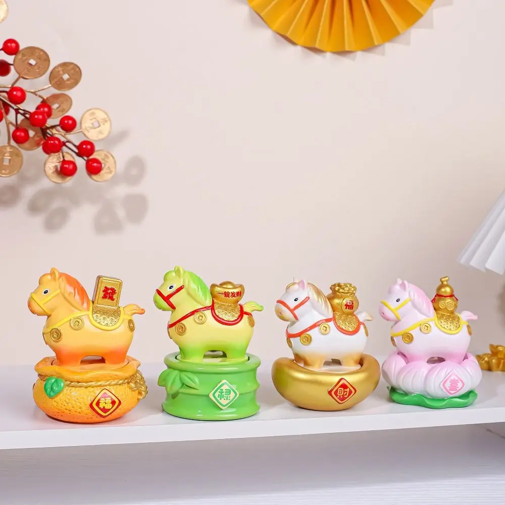 

Random 1PC Horse Statue Cute Pony Ornament Resin Chinese style Horse Mascot FU Cartoon Zodiac Horse Figurines Decoration