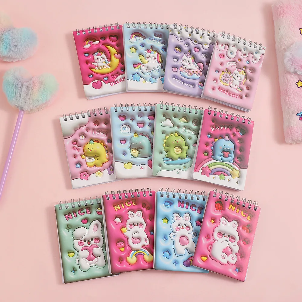 2PC Kawaii Mini Pocket Notebook Student Notepad Diary Spiral Notebook Kids Prize Stationary Gift Office School