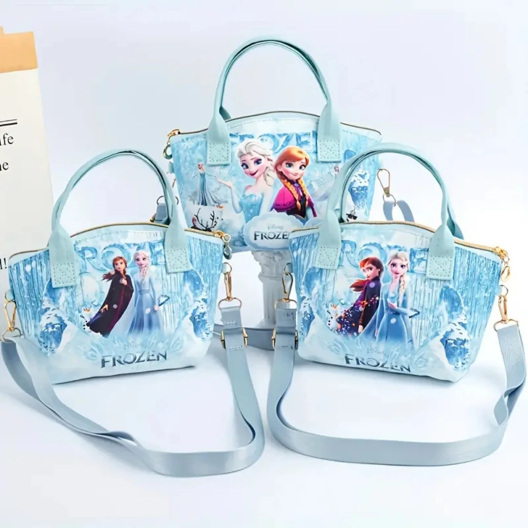 حقيبة يد ديزني فروزن آنا وإلسا، حقيبة كروس نسائية عصرية ذات سعة كبيرة وحزام كتف قابل للتعديل، حقيبة تخزين المكياج