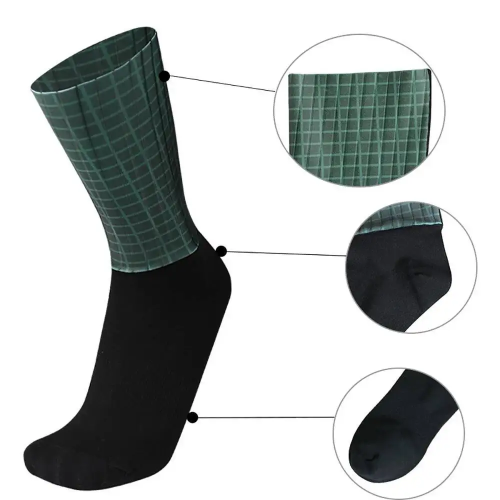 

New Plaid Cycling Socks Non-Slip Silicone Men Women Sports Socks Cool Breathable Summer Aero Bike Socks Calcetines Ciclismo