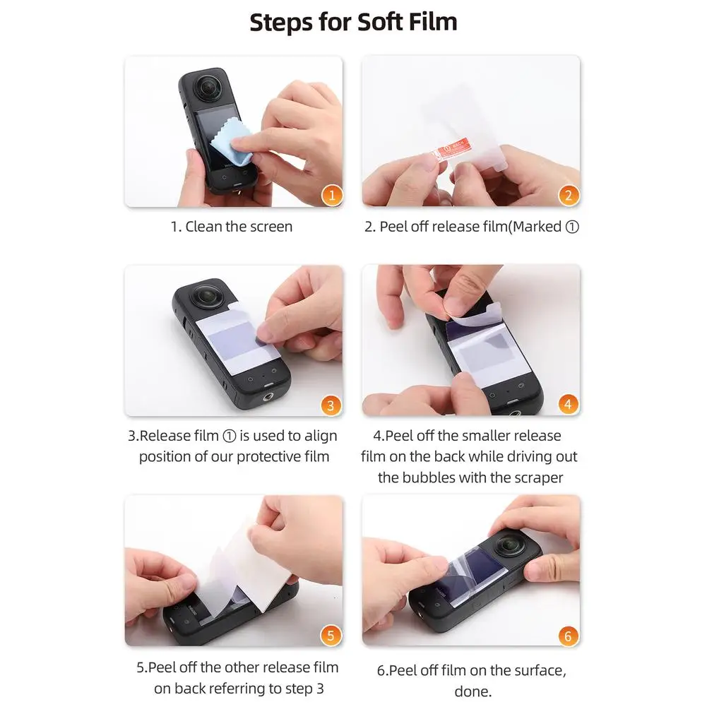 Protector de pantalla de 2 piezas, película protectora suave HD antiarañazos, a prueba de explosiones, Compatible con Insta 360 X3