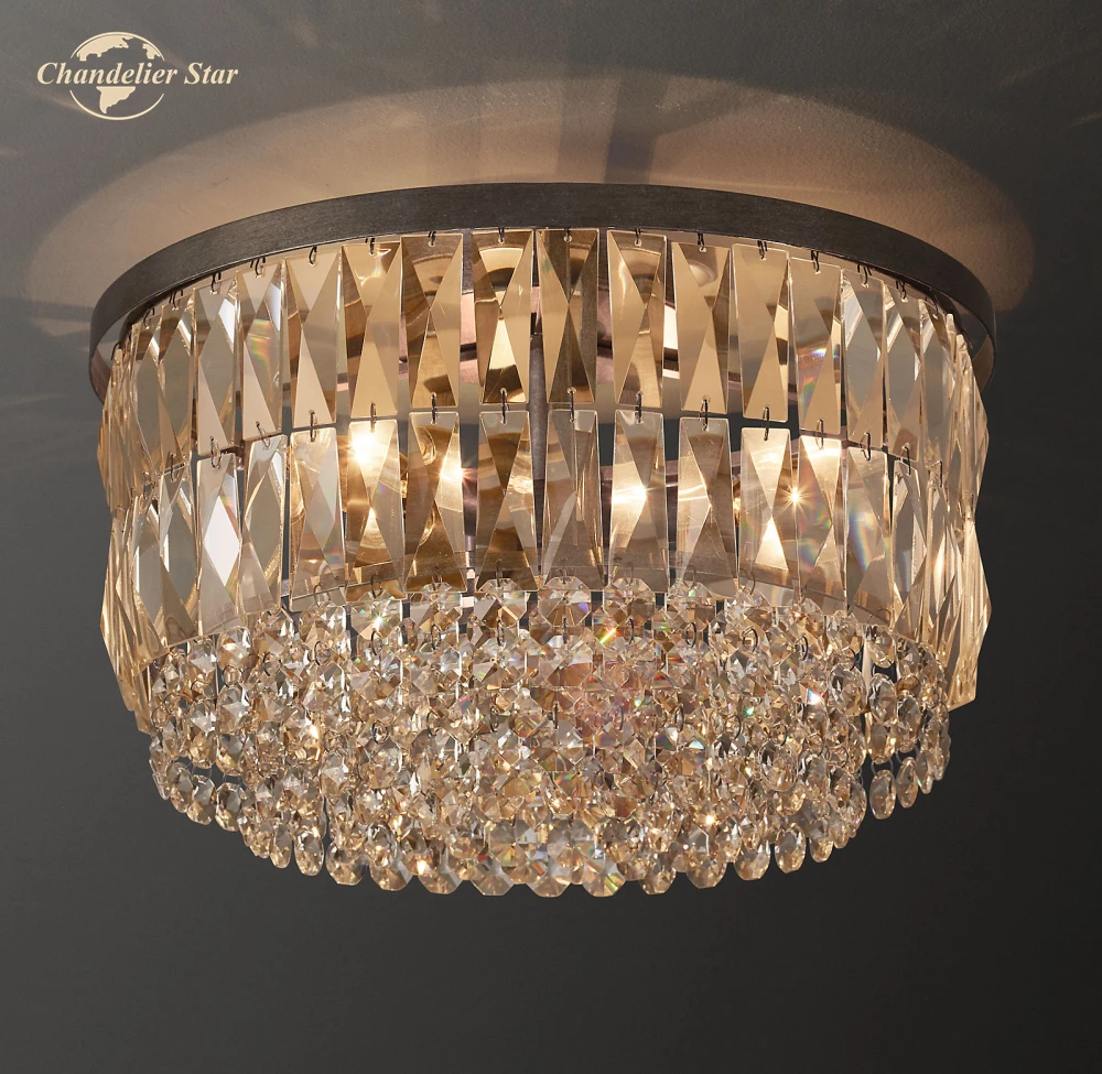 Modern Round Ceiling Lights LED Portia Crystal Flushmount Decoration Bedroom Entryway Dining Room Indoor Lighting