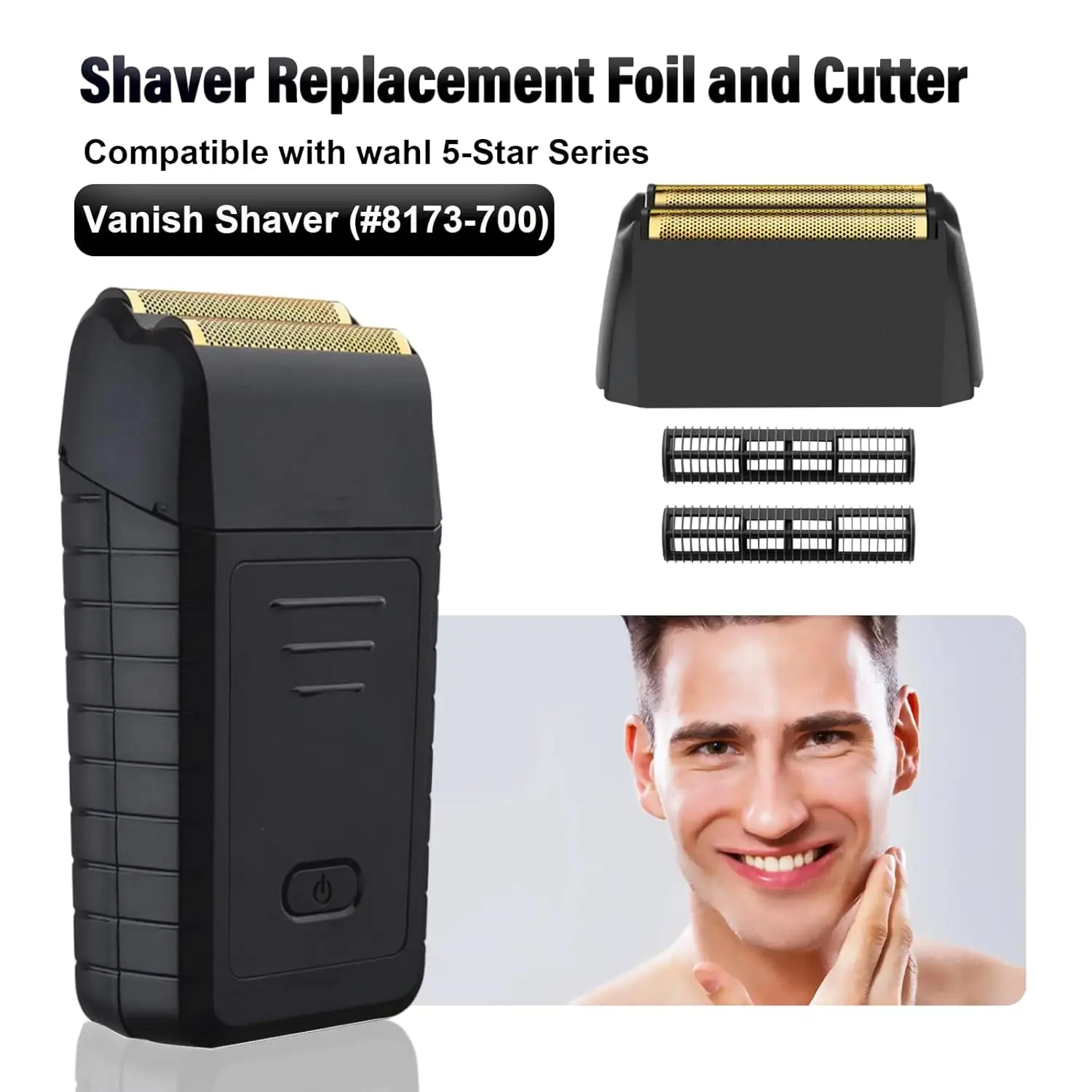 Replacement Foil & Cutter Bar Assembly Compatible For Wahl 5 Star Series Vanish Shaver 8173-700 Razor Head Blade