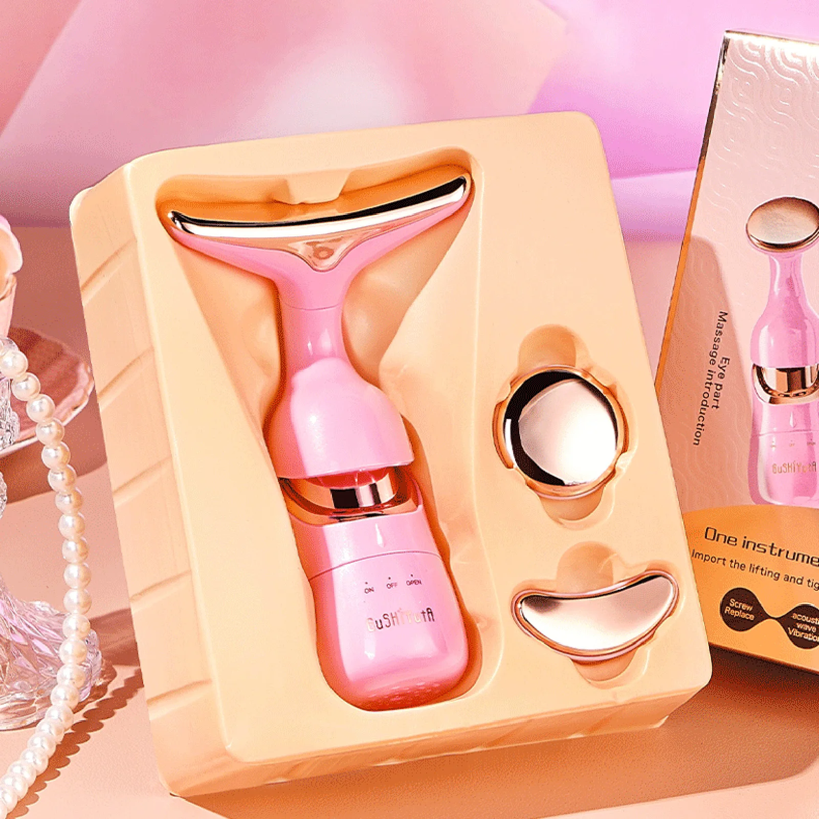 Masajeador reafirmante Facial para el cuidado de la piel de 3 cabezales, herramienta de escultura Facial multifunción para el cuidado de la piel para mujeres, rutina para el cuidado diario de la piel
