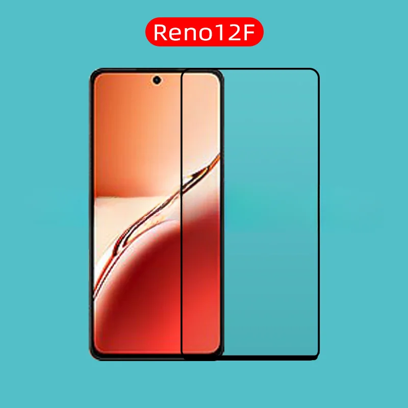 กระจกนิรภัยใส9ชั่วโมงสำหรับ OPPO Reno 12 F 5G 2.5D ป้องกันหน้าจอขอบสีดำฟิล์มกระจกหน้า