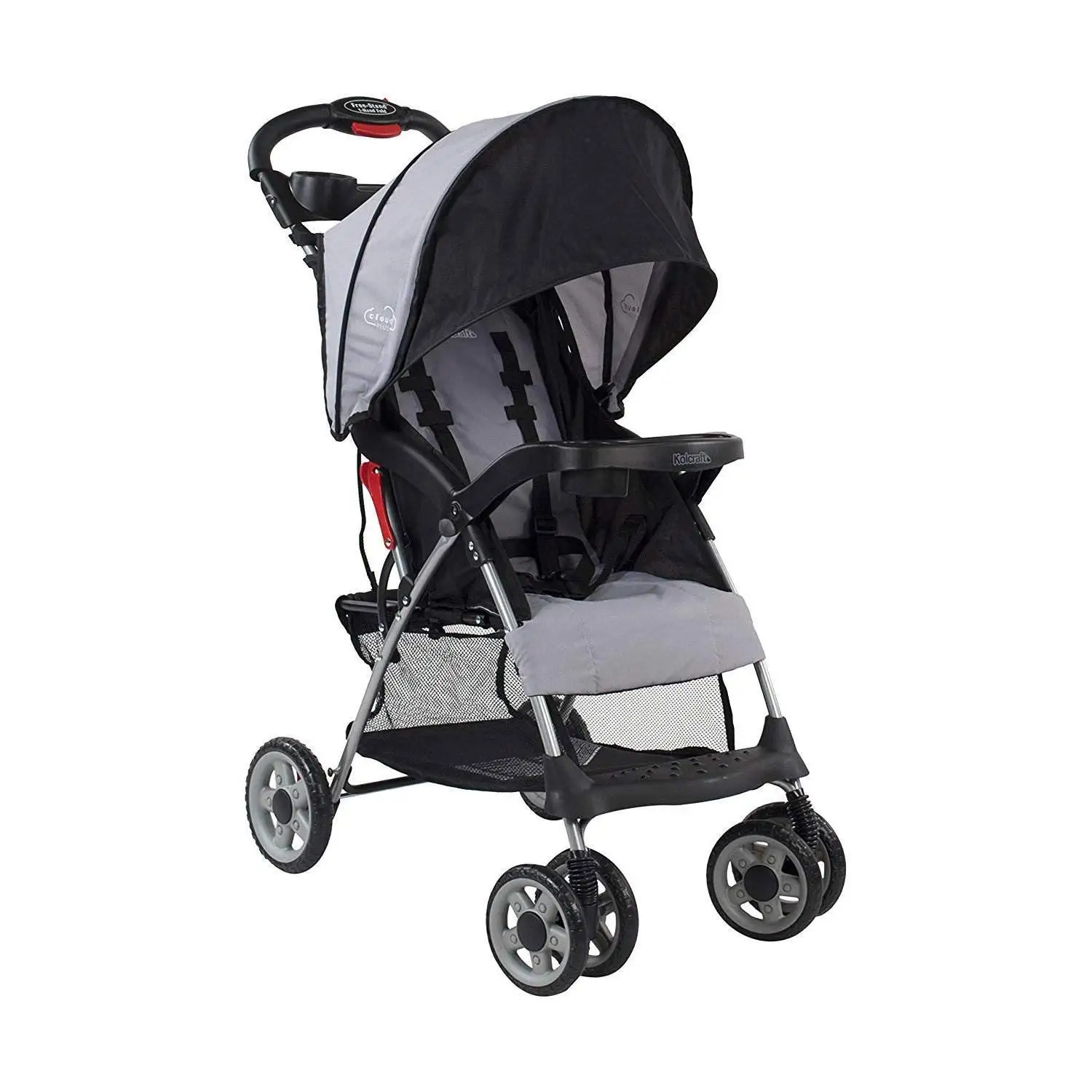 Kolcraft Cloud Plus Lightweight Umbrella Stroller for Toddlers with Reclining Seat, Large Storage Basket, Canopy, Infant & Paren
