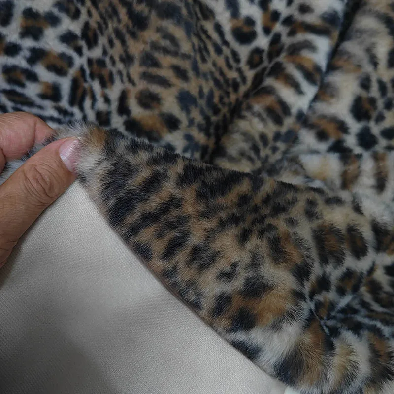 Mixed Faux Fox Fur Fabric, 1.2cm Hair Leopard, Tiger Pattern, Plush, Sewing, DIY Home Decoration, Carpet, New, Brown-Grey-White