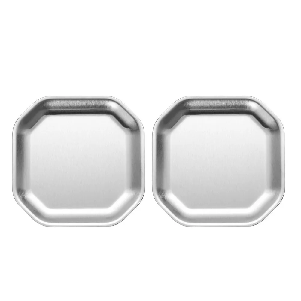 

2pcs Octagonal Snack Plates Stainless Steel Small Food Dishes Decorative Appetizer Tray Sushi Fruit Dessert Korean Style Kitchen