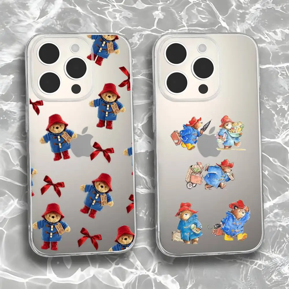 

P-Paddington Bear Film Phone Case For iPhone 16,15,14,13,12,11 Pro,Max,Plus,X,XS,XR,SE,Mini Transparent Silicone Soft