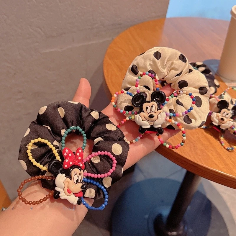 

Персонализированный круг для волос Диснея, отпуск и игра, акриловые цветные бусины с Микки Маусом, модные милые круглые волосы в горошек, цветок