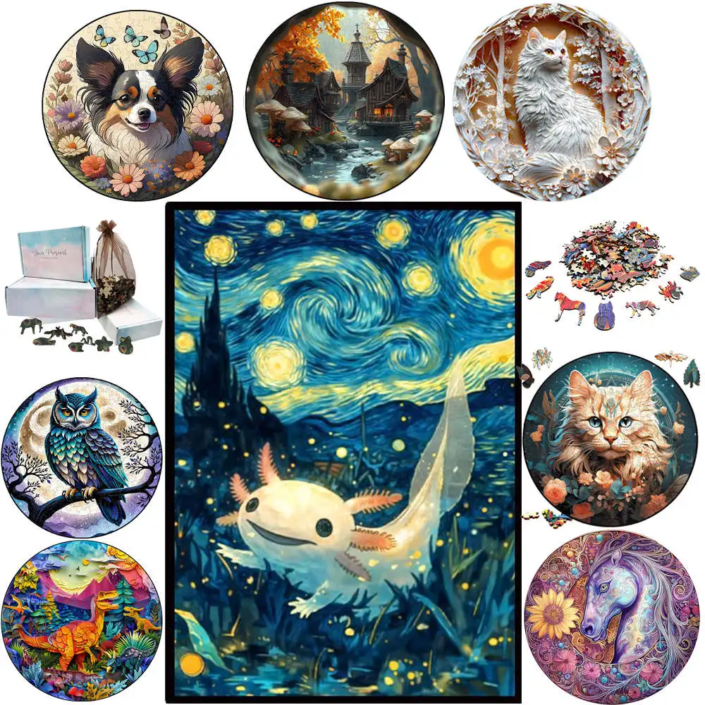 

Высококачественная деревянная головоломка с животными, белый кот, лошадь, сова, деревянная головоломка, интеллектуальные игрушки-кручители для детей и взрослых, праздничные подарки