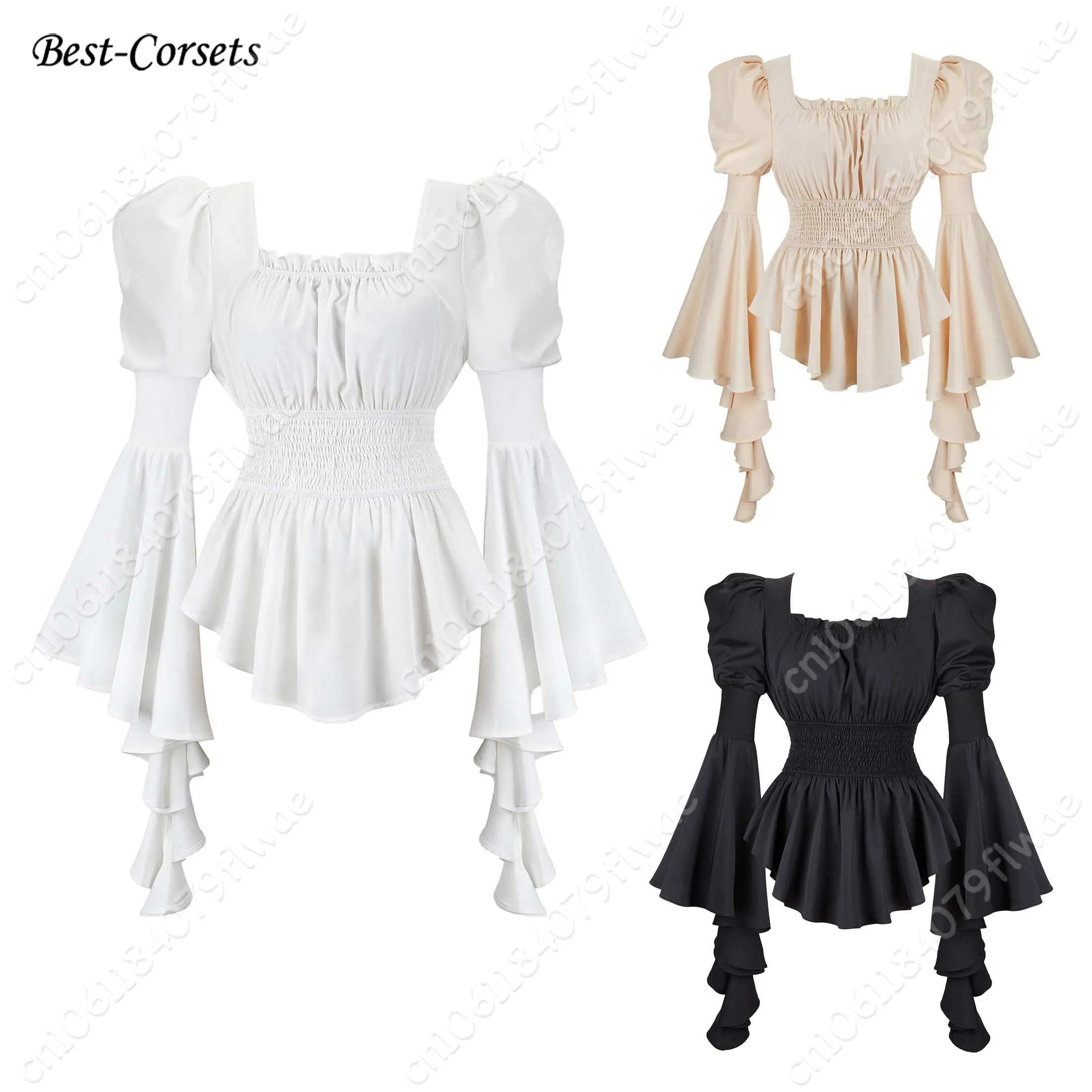 

Pirate Victorian Blouse Steampunk Renaissance Blouse Women Long Sleeve Pirate Shirt Gothic Peasant Blouse for Cosplay Party