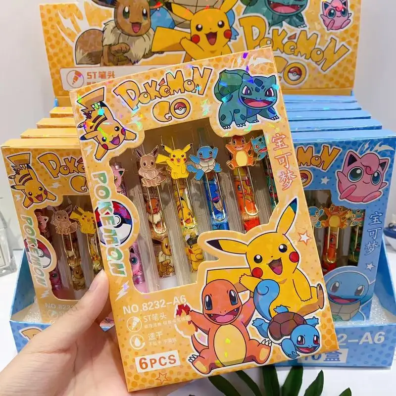 Cute Cartoon PokéMon Pikachu Student Gel Pen Boxed Set Pen High-Value Quick-Drying Push-Button Signature Pen Student Supplies