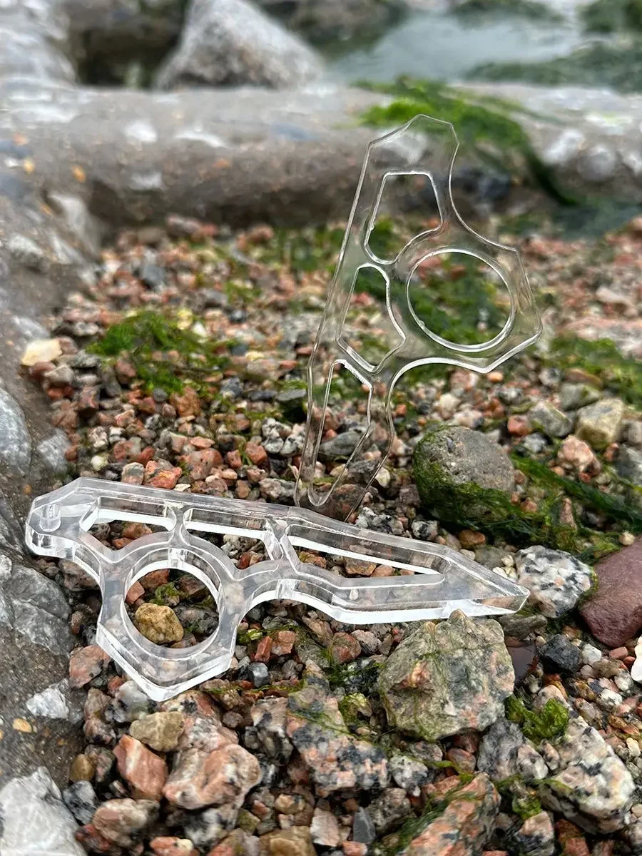 Anti Wolf Buckle Handle Self Defense Gadget High-strength Transparent Acrylic PC Material Outdoor Survival Finger Hole view 4