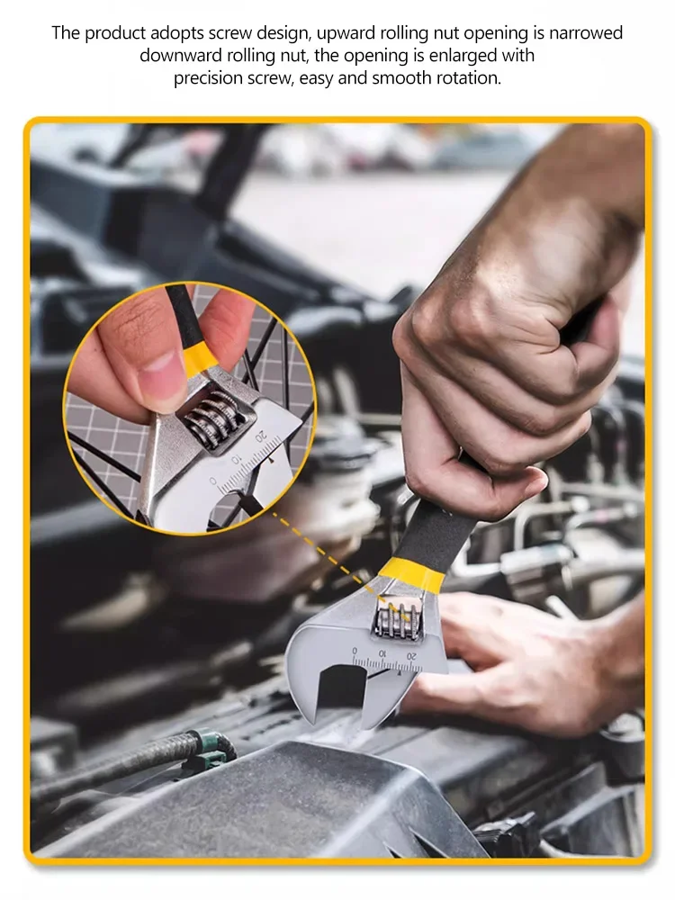Deli Verstellbarer Schraubenschlüssel Auto Fahrradschlüssel Dip Kunststoff Kohlenstoffstahl Universalschlüssel Mechanische Werkstatt Handreparaturwerkzeuge – Detail 4
