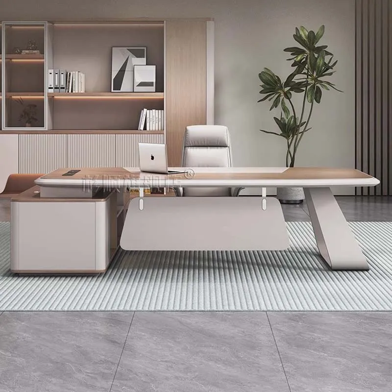 Long Luxury Office Desk Study Standing Wooden Design Storage Office Desk Computer Portable Meuble Bureau Commercial Furniture