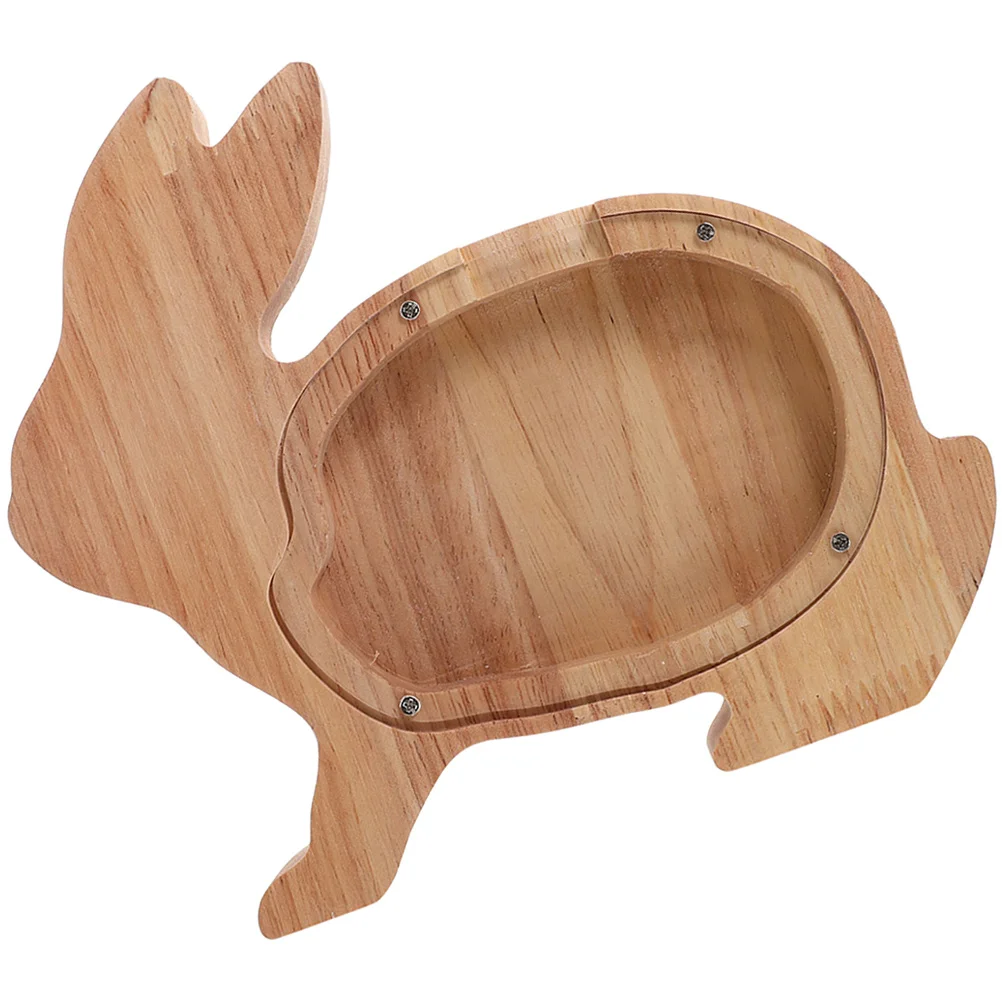 Tirelire en bois de lapin en forme d'animal, banque de pièces pour enfants, décoration cadeau d'anniversaire, boîte d'économie d'argent, décoration de maison