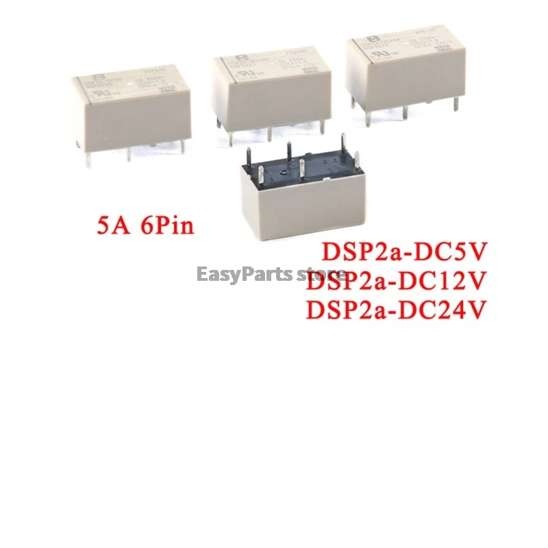 1/5PCS Relés de Potencia DSP2a 5A DSP2a-DC5V DSP2a-DC12V DSP2a-DC24V DC24V NO Normalmente Abiertos DC 5V 12V 24V 6 Pines Relés