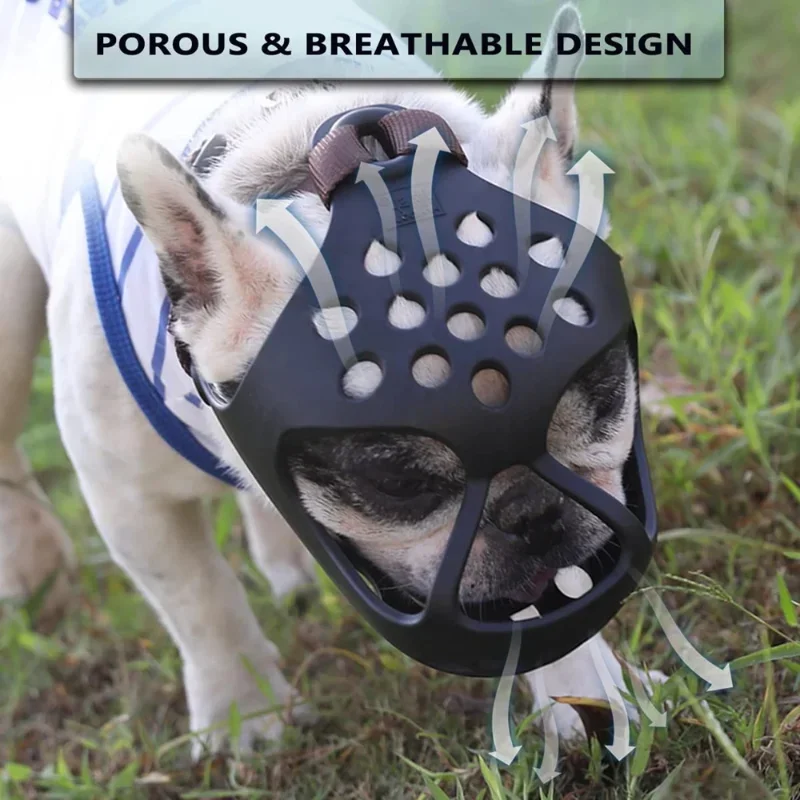 Dog Muzzle For Short Snout Dogs Soft Silicone Muzzle For Biting, Chewing, Licking For French Bulldog, For Flat-faced