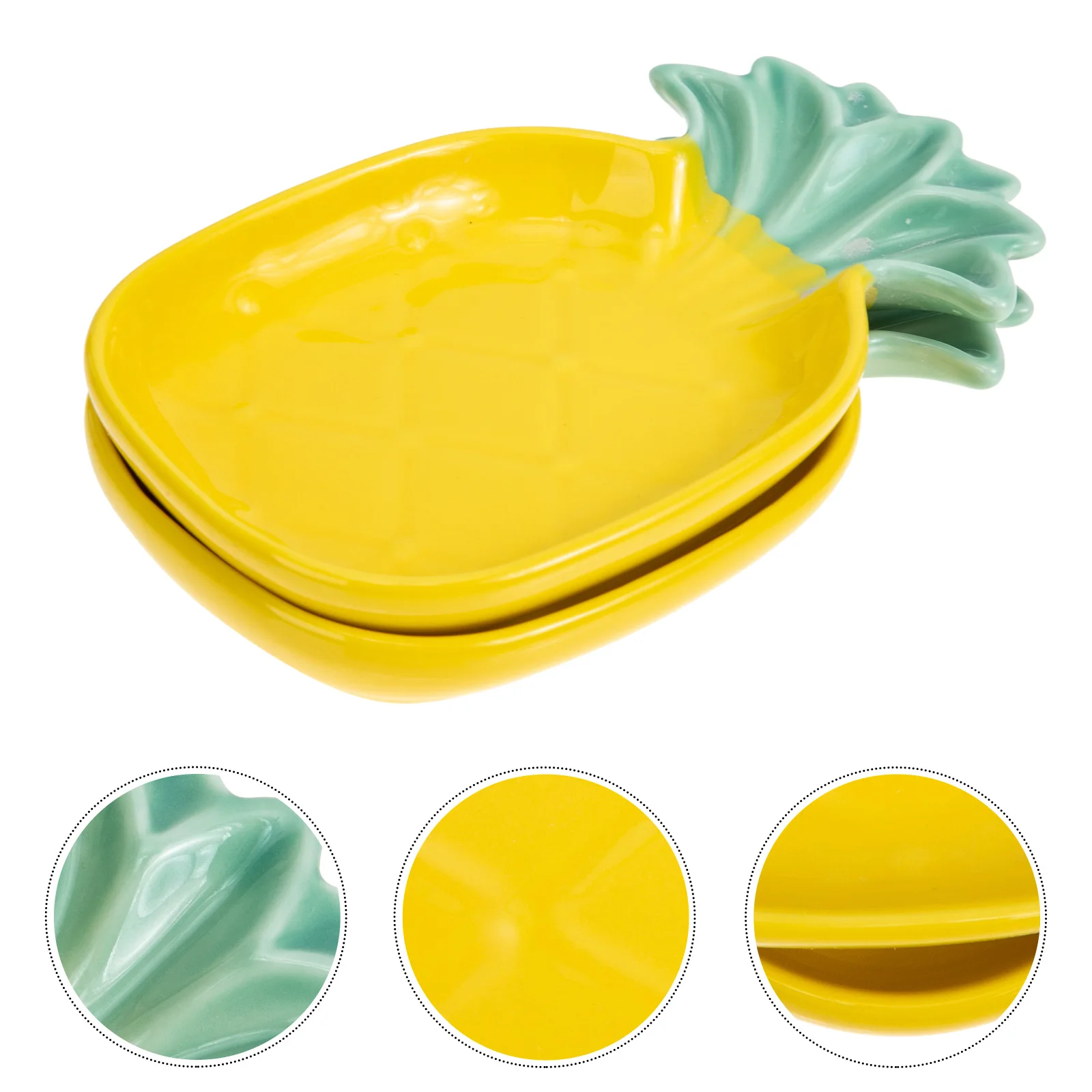 

2Pcs Ceramic Pineapple Sauce Dish Light Portable Seasoning Plate for Soy Dipping Sauce Condiments Serving Bowl