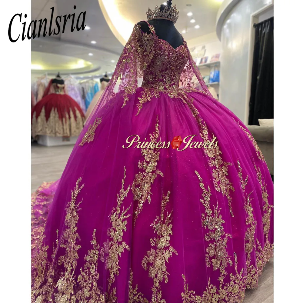 2024 Princess Quinceanera Dresses Gold Sequin Appliques Ball Gown Birthday Gown Sweetheart Lace-Up Sweet 16 Dress robe