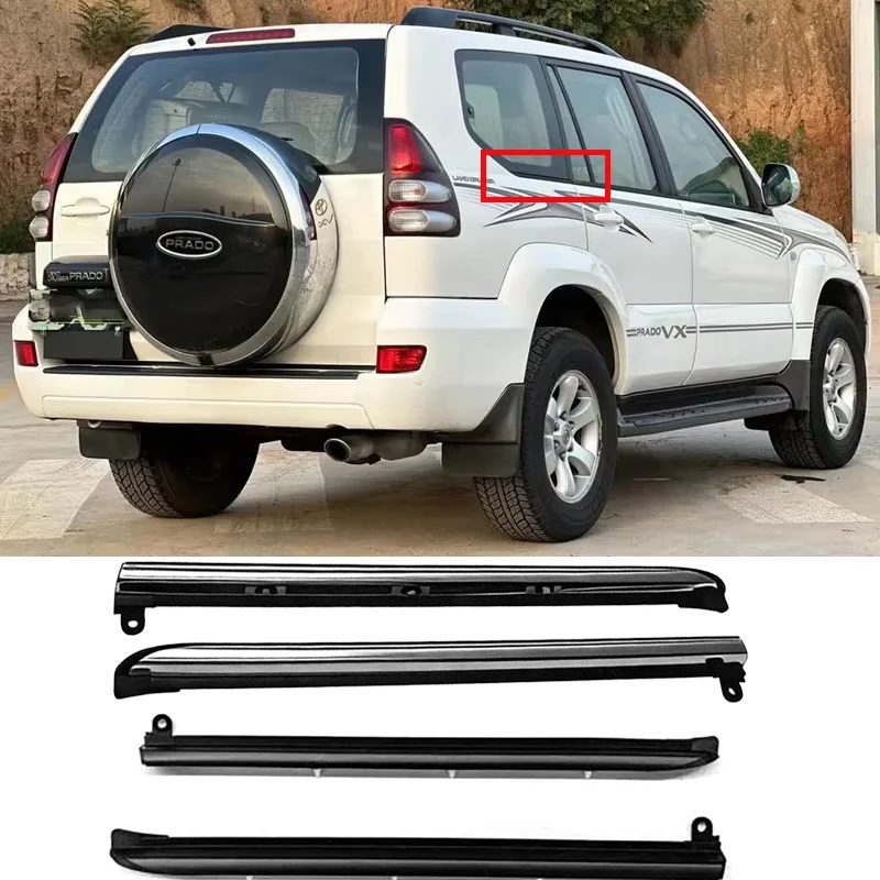 Third Outside Window Chrome Rubber Trim For Lexus GX470 Land Cruiser Prado 120 2003-2009 Compatible 75660-60050 Not for 3 Door