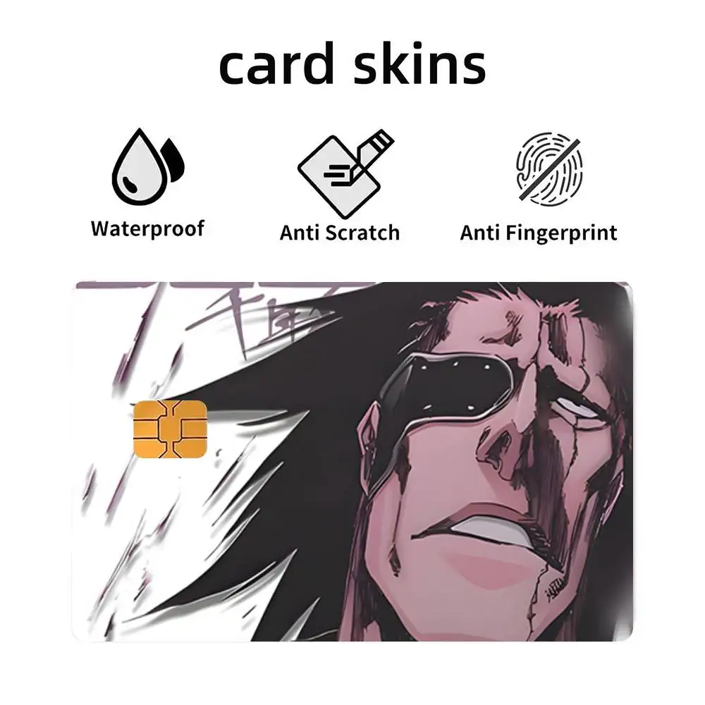 Anime Z-Zaraki cool boy Kenpachi Credit Skin Cover Card Stickers 4PCS Film Bus Pass Front Decoration Bank Debit Waterproof
