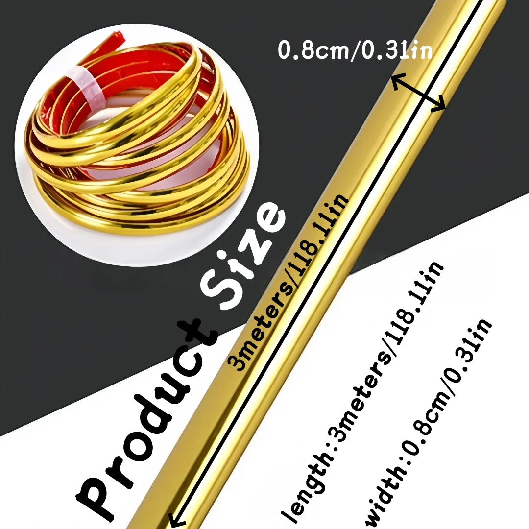 1pc 300cm/118.1inch Flexible Peel and Stick Mirror Molding Trim for Walls, Ceilings, Floors, Cabinets, and Tiles - Easy to Insta