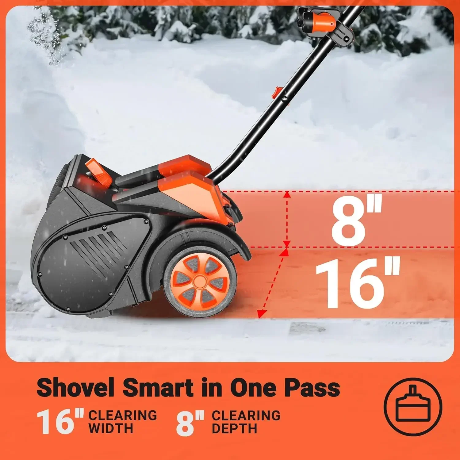 Cordless Snow Shovel with Wheels, 48V 16-Inch 4-Ah Brushless Cordless Snow Blower(2 * 24V Battery & Dual Quick Charger Included)