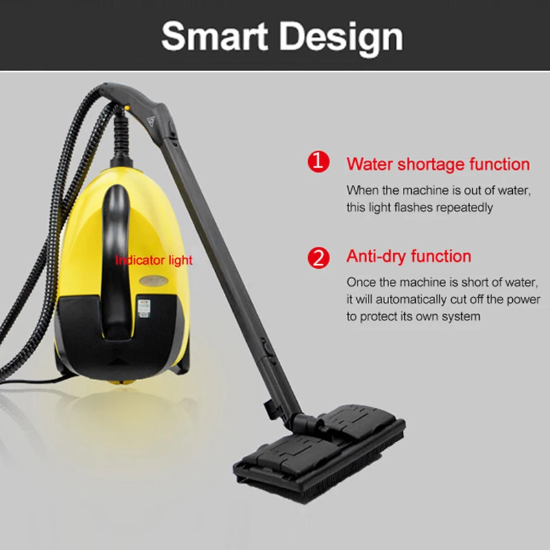 High Steam Cleaner Kill Mites Disinfector Home Kitchen 2000W Electric Steam Cleaner for Stain Removal, formaldehyde, Floor, car