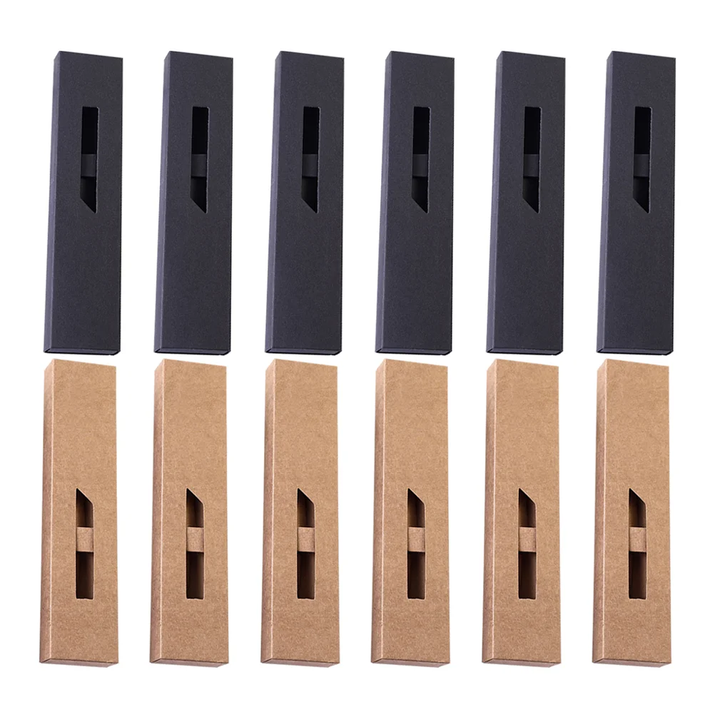 

20 Pcs Box Kraft Paper Black Color Sleeve Clear Window Large Capacity Pen Kraft Paper Pen Box Storage Case Desk ganizer